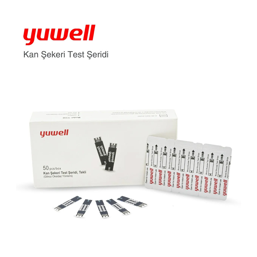 Yuwell Kan Şekeri Ölçüm Test Şeridi Strip Çubuğu 50 Adet